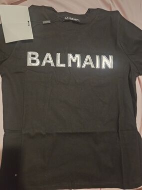 Balmain Black Logo Tee with Silver Lettering